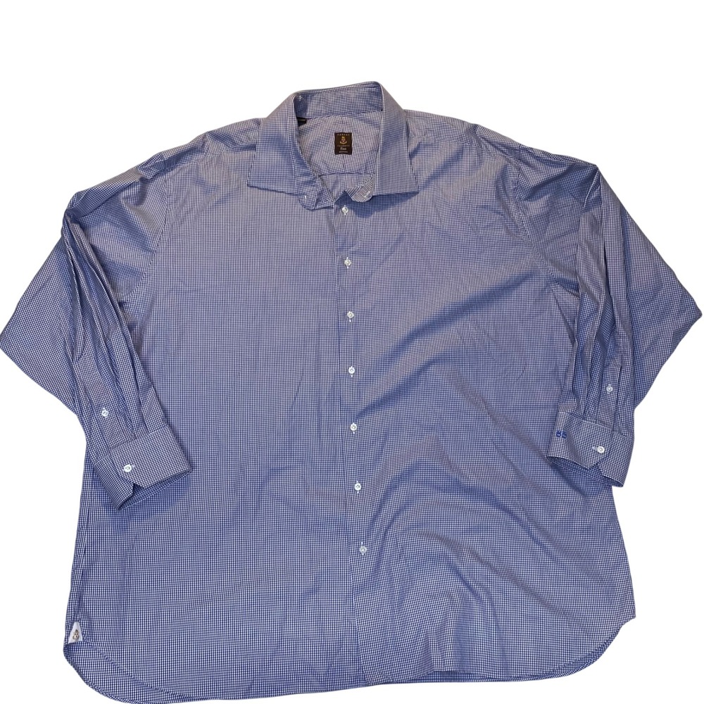Robert Talbott Estate Bespoke Classic Fit Blue Gingham Dress Shirt 20